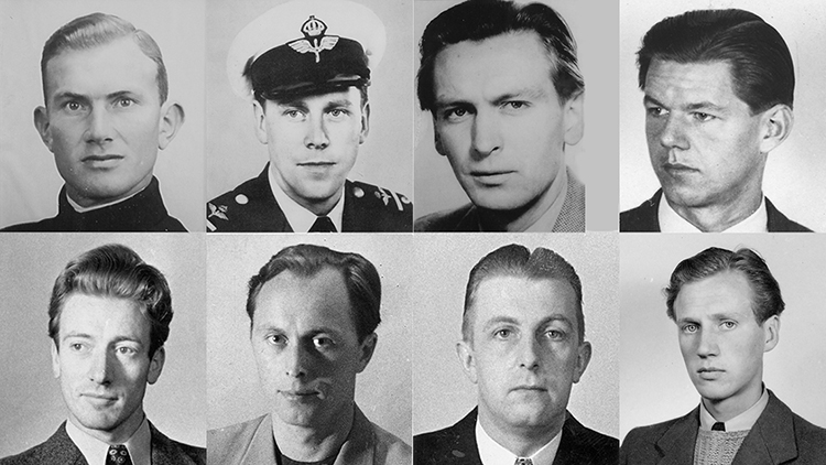 Kollage på de åtta omkomna besättningsmännen.